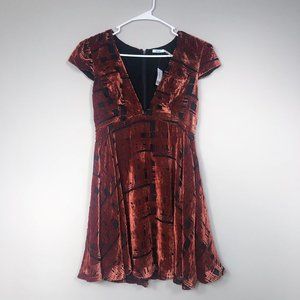 NWT Kimchi Blue Black / Rust Velvet Dress